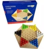 Juego de Mesa en Madera Dama china Juego de mesa en madera Damas Chinas de madera para 6 jugadores con diseño en forma de estrella